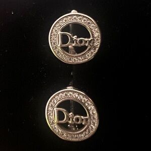 Dior Logo Circular Drop Earrings | Silver Tone